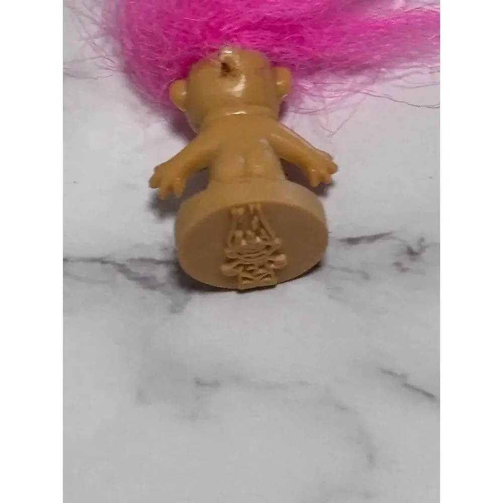 Vintage Troll Staml Mini Figure Pink Hairs 1”